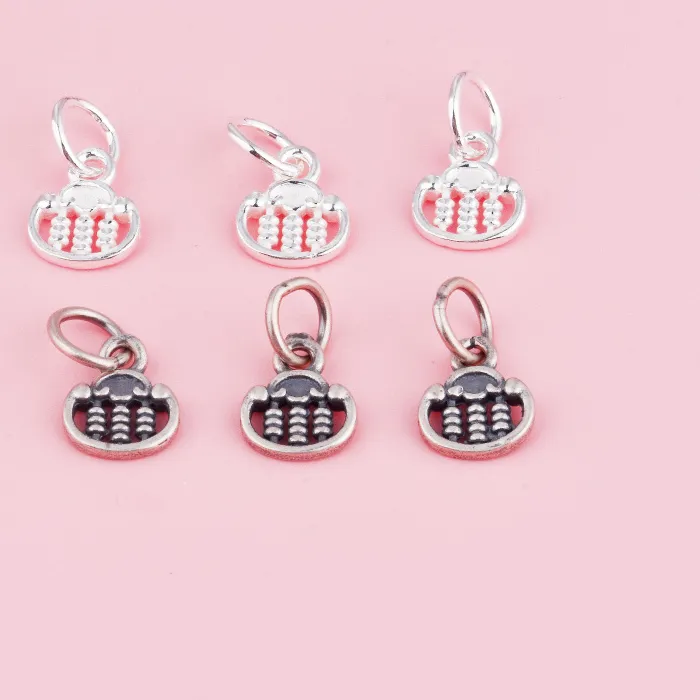 Authentic S925 sterling silver retro gold inlay abacus pendant, hand-woven rope and beaded bracelet DIY accessory