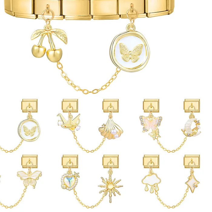 Authentic Celestial Metamorphosis: The Ethereal Charm Link Bracelet