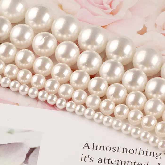 Authentic Natural White Shell Pearl Round Loose Beads For Jewelry Making Choker Making Diy Bracelet Jewellery 2/3/4/6/8/mm Wholesale15''