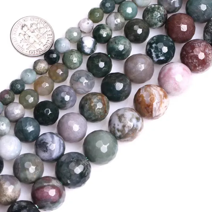 Authentic Round Faceted Indian Agat Beads Stone Beads Loose Beads For Bracelet Necklace For Jewelry Making Strand 15"