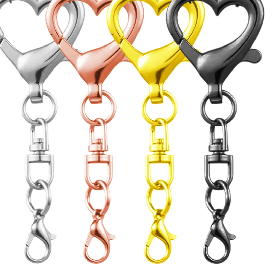 Authentic Heart‑Shaped Love‑Lock Swivel Clasp – Enchanted Gold‑Sheened Lobster Hook for Sacred Jewelry Craft (5/15/30 pcs)