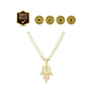Authentic Gilded Hamsa & Evil Eye Talisman 18 22 Adjustable Necklace Of Protection