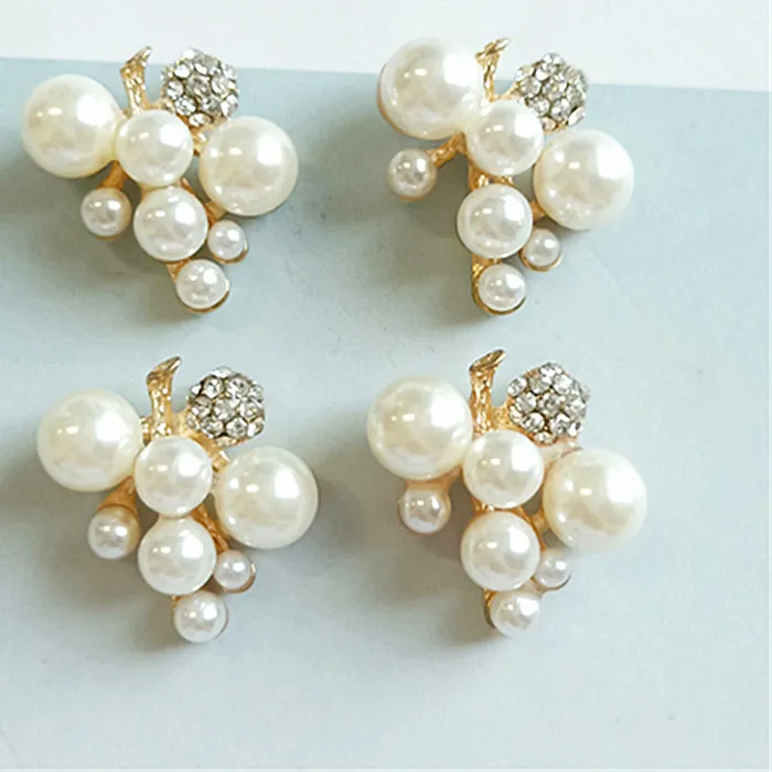 30Pcs 21 22Mm Gold Color Imitation Pearl Crystal Leaf Branch Pendant Diy For Handmade Jewelry Making