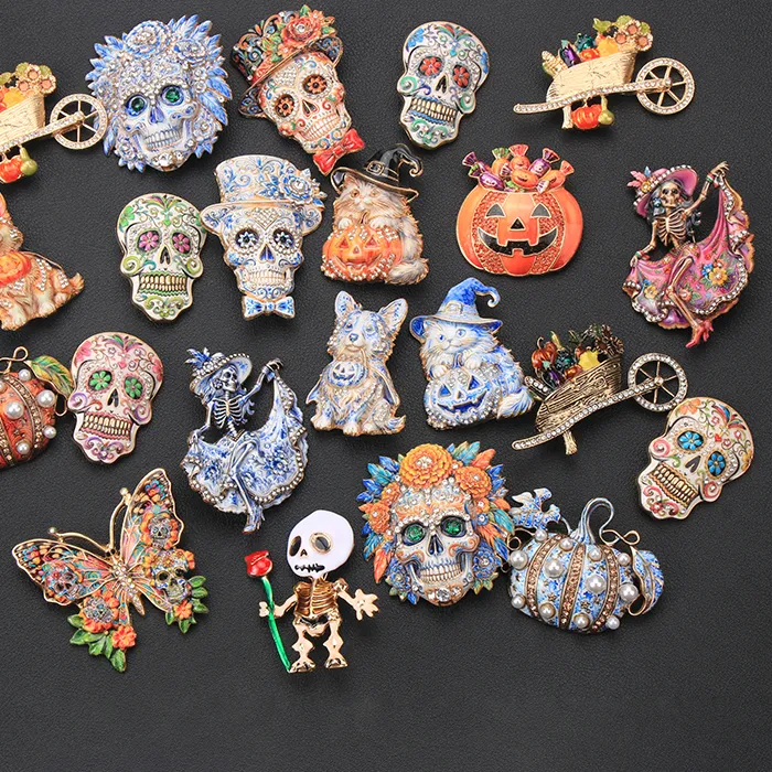 Authentic The Calavera Guardian Enameled Sugar Skull And Ancestral Luminescence Brooch