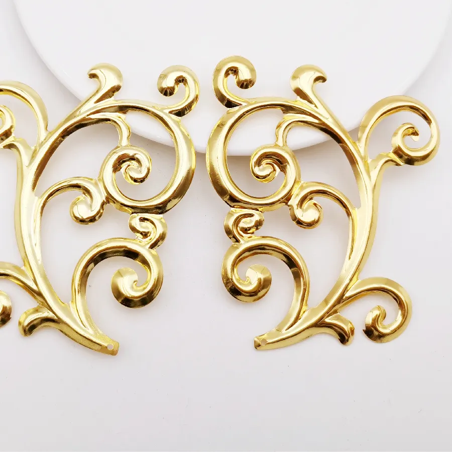 Authentic 10 pcs/lot 71*82mm Gold Color Metal Filigree Flower branches Flower Slice Charms base Jewelry DIY Components Making Accessories