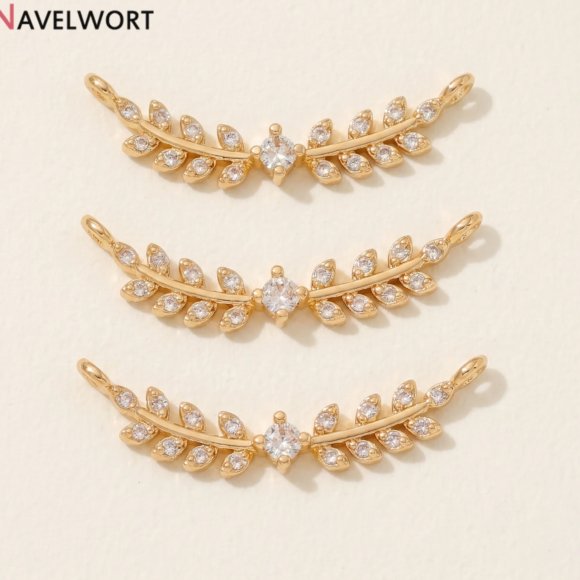 Authentic 18K Gold Plated Brass Inlaid Zircon Tree Branch Charms Connector For Jewelry Making,Jewelry Materials