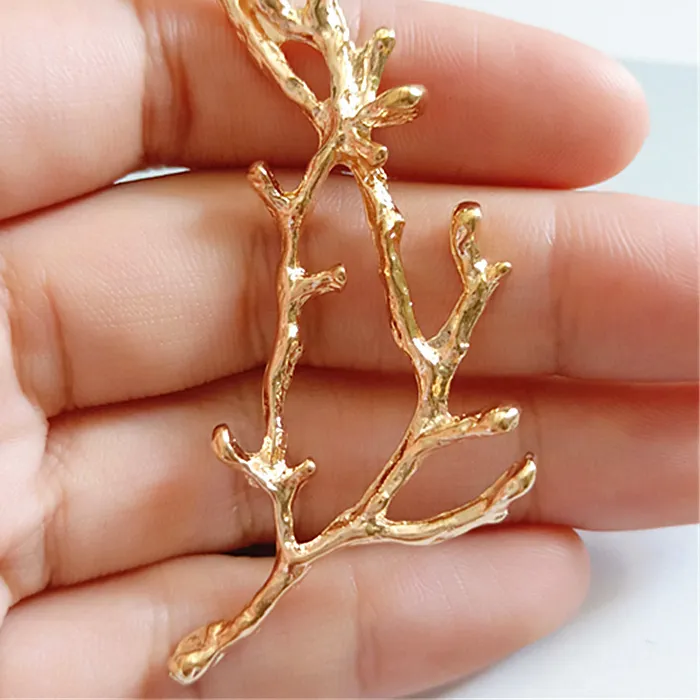 Authentic 50pc 24*62mm Gold Color Fashion Big Branch Pendant Charms Alloy Jewelry Findings for DIY Head Jewelry Wedding Jewelry Making