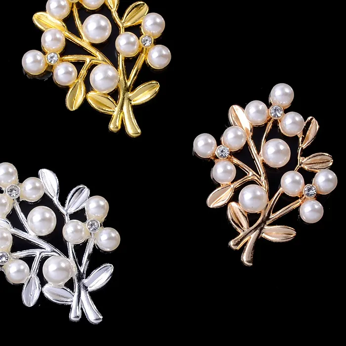 Authentic 30PC 27*39mm Gold/silver color Alloy Material Crystal Pearl Leaf Branch charm handmade for DIY Wedding Jewelry Making Wholesale