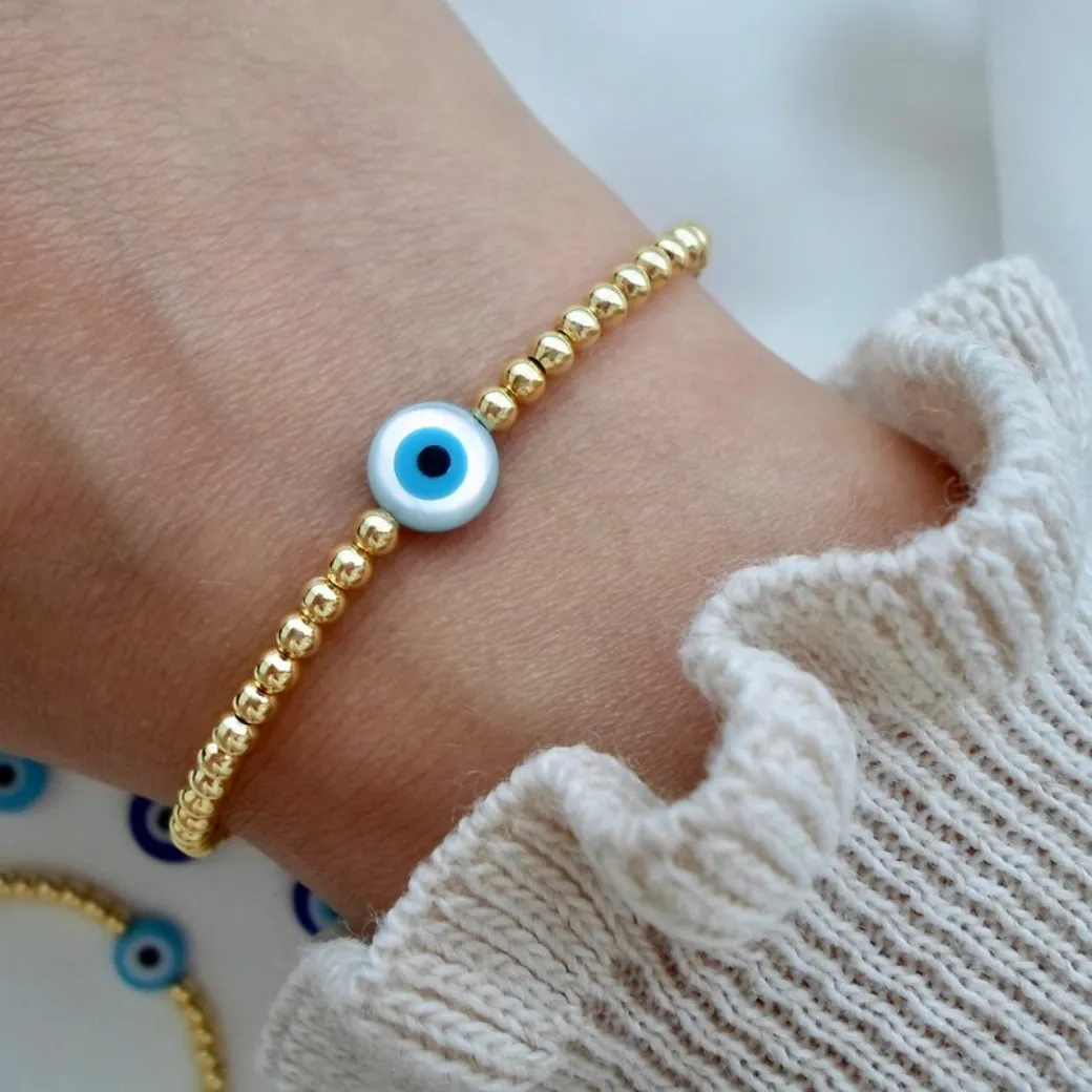 Authentic CCGOOD Turkish Evil Eye Bracelet Miyuki Glass Seed Beads Gold Plated Adjustable Boho Fashion Jewelry for Women Girls Lucky Charm