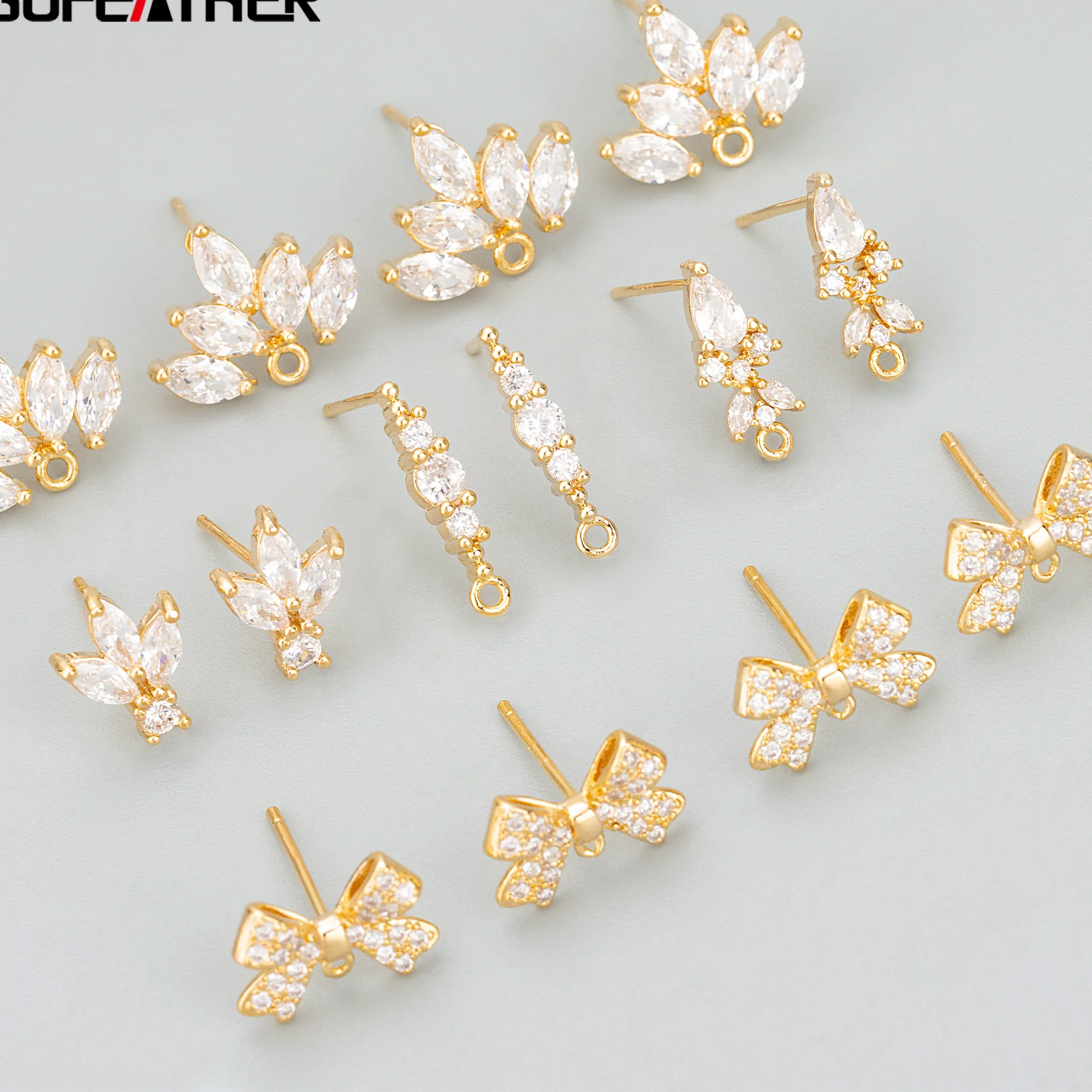 Authentic GUFEATHER,6pcs/lot,MD94,jewelry accessories,18k gold rhodium plated,,zircons,hand made,charms,jewelry making,diy earrings
