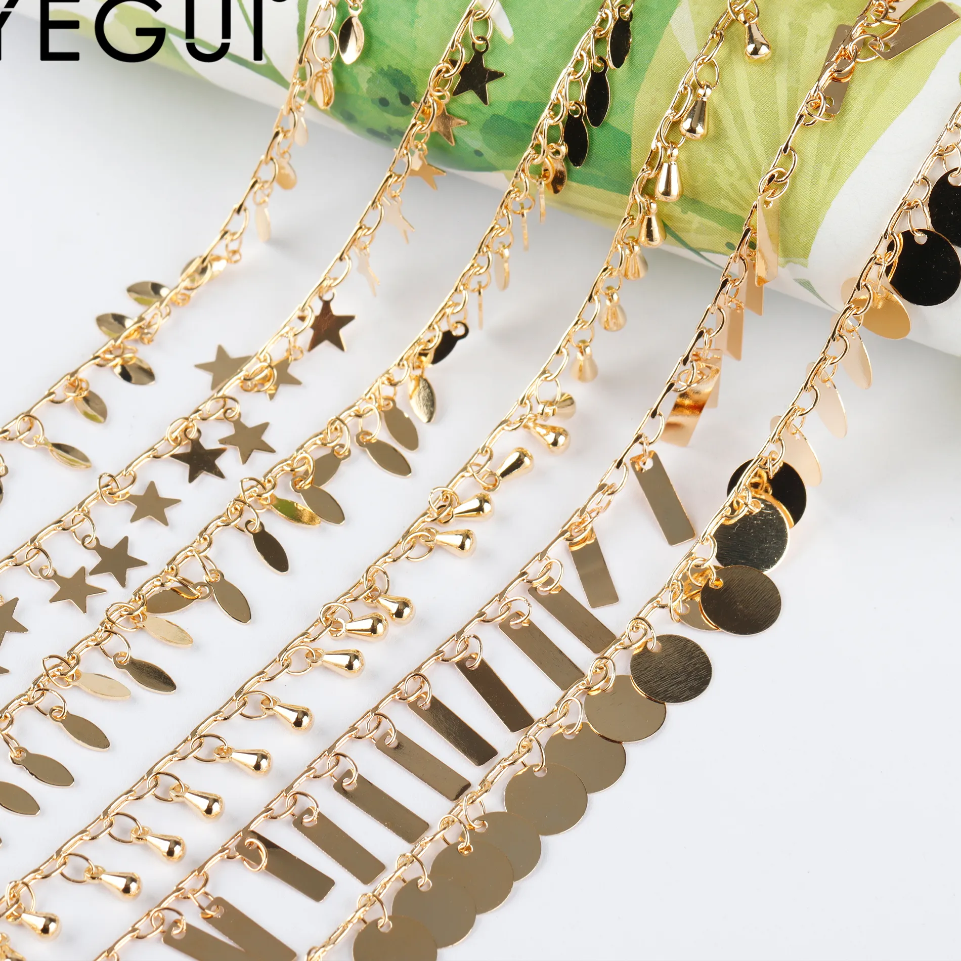 Authentic YEGUI C197,diy chain,18k gold plated,0.3microns,copper metal,hand made chain,charms,diy bracelet necklace,jewelry making,1m/lot