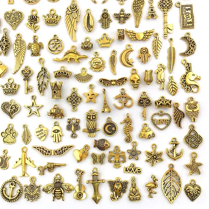 Authentic Tibetan Gold Color Vintage Retro Heart Butterfly Charm For Jewelry Making DIY Handmade Bracelet Earring Necklace Pendant Bulk