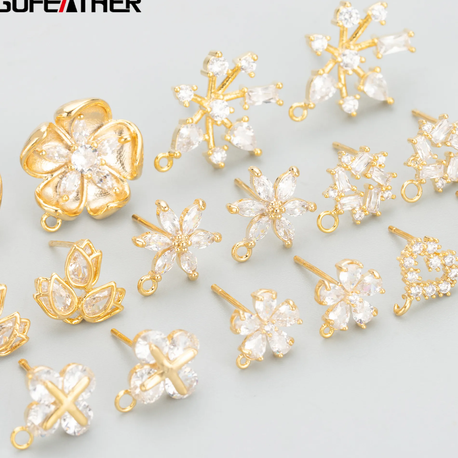 Authentic GUFEATHER MC51,jewelry accessories,18k gold plated,,zircons,hand made,charms,jewelry making findings,diy earrings,6pcs/lot
