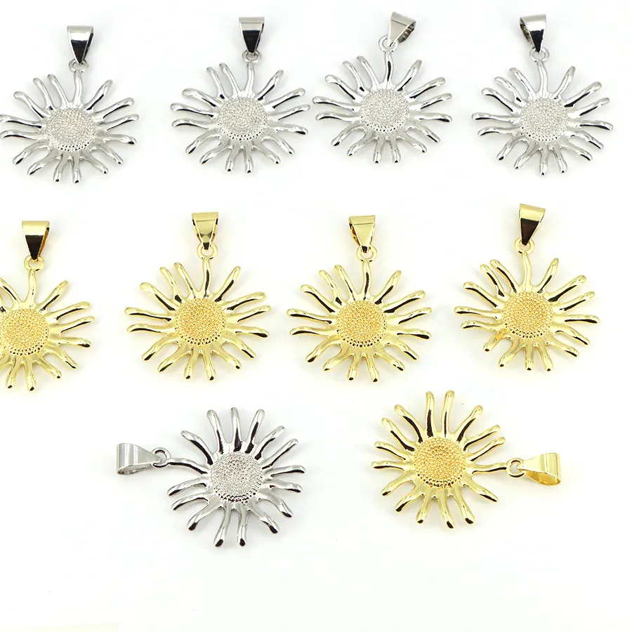 Authentic Gold/Silver Plated Trendy Sun Copper Pendant Charms for Handmade Jewelry Making DIY Necklace Earrings Findings Bulk Wholesale