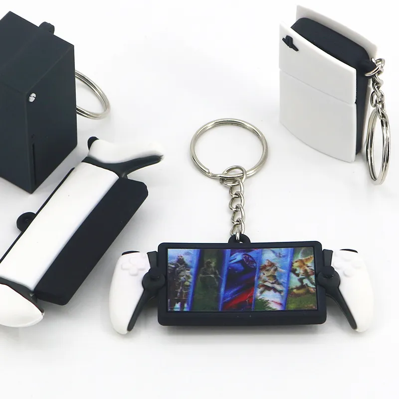Authentic Ps5 Simulation Drop Glue Console Game Handle Keychain Boys Pendant Llaveros Tide Play Hanging Ornaments