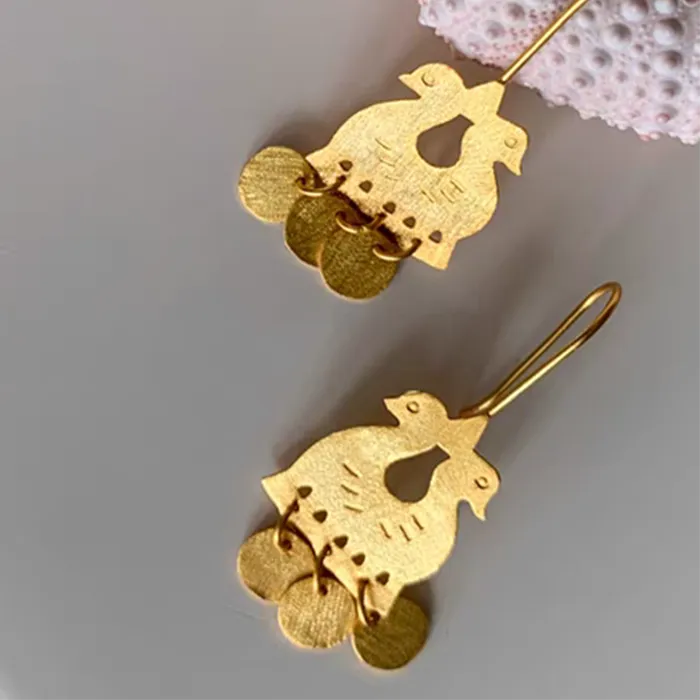Authentic The Eternal Grace Duet Gold- Plated Swan Talisman Earrings