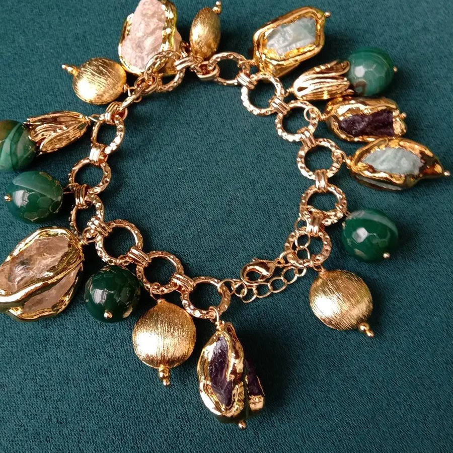 Authentic Yygem Citrine Amethyst Amazonite Rough Raw Bracelet Natural Multi Gemstone Bracelet Jewelry