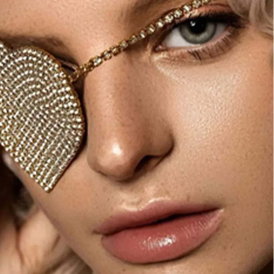 Authentic Stonefans Bling Rhinestone Heart Shape Mask Single Eye Patch Crystal Sexy Eye Accessories Jewelry