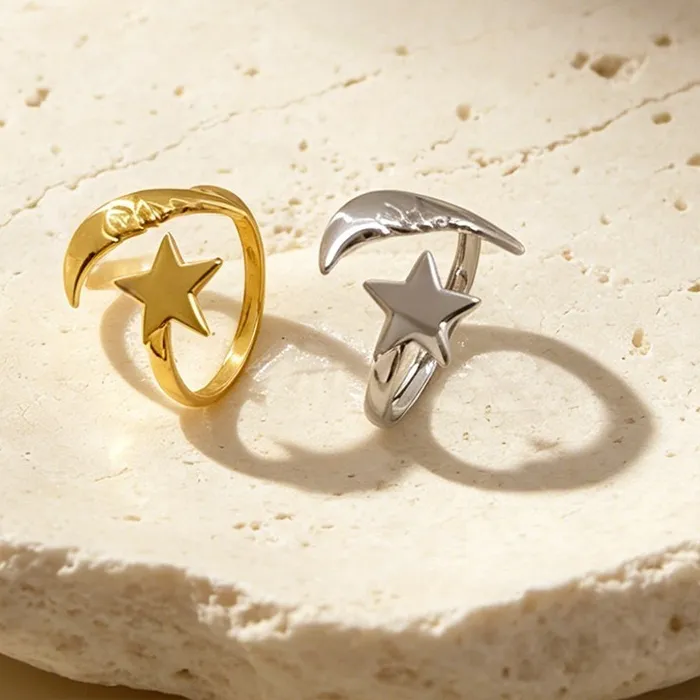 Authentic Celestial Orbit Open Ring in 18K Gold Plated Stainless Steel