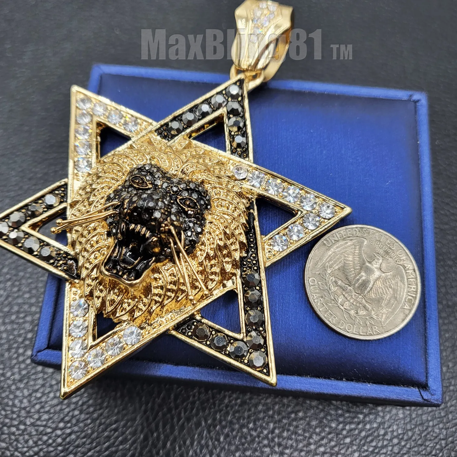 Authentic The Sovereign Lion And Star Of David Gold- Plated Talisman