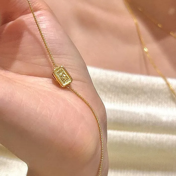 Authentic Sparkling shattered gold square bracelets for women simple and charm crushed ice Female bangles suitable daily jewelry