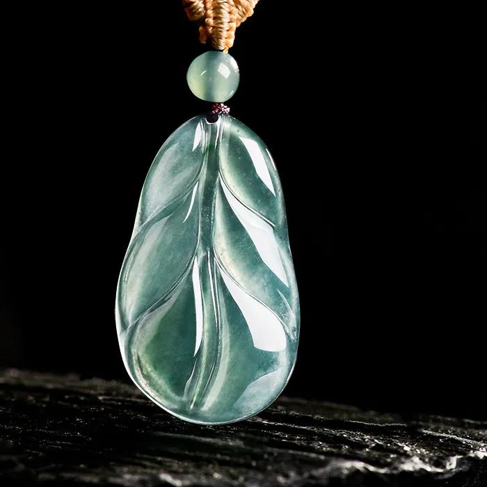 Authentic Verdant Leaf Of Serenity Myanmar Jadeite Talisman