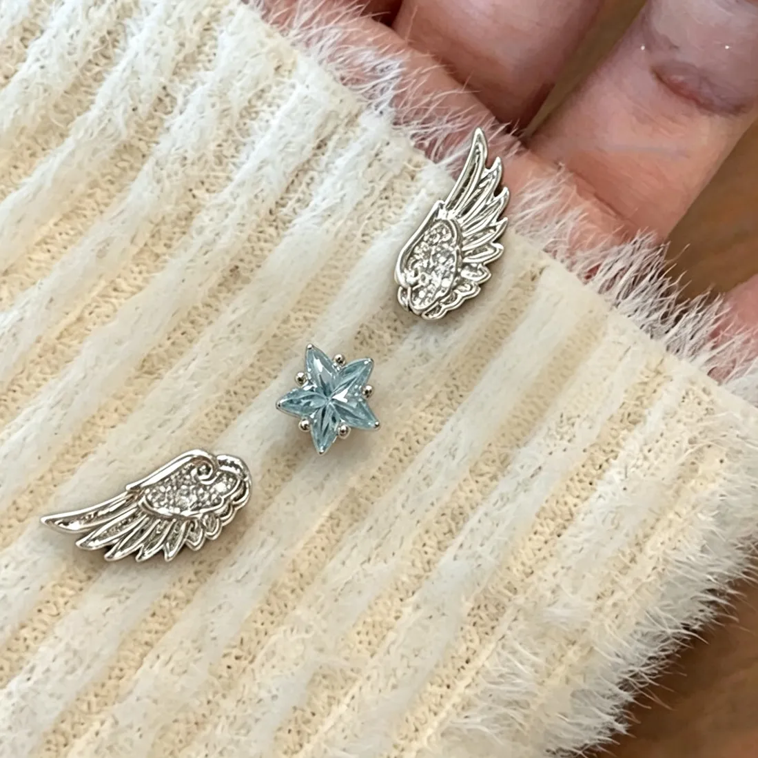 Authentic Celestial Wings And Starlight Gold- Plated Talismanic Ear Studs