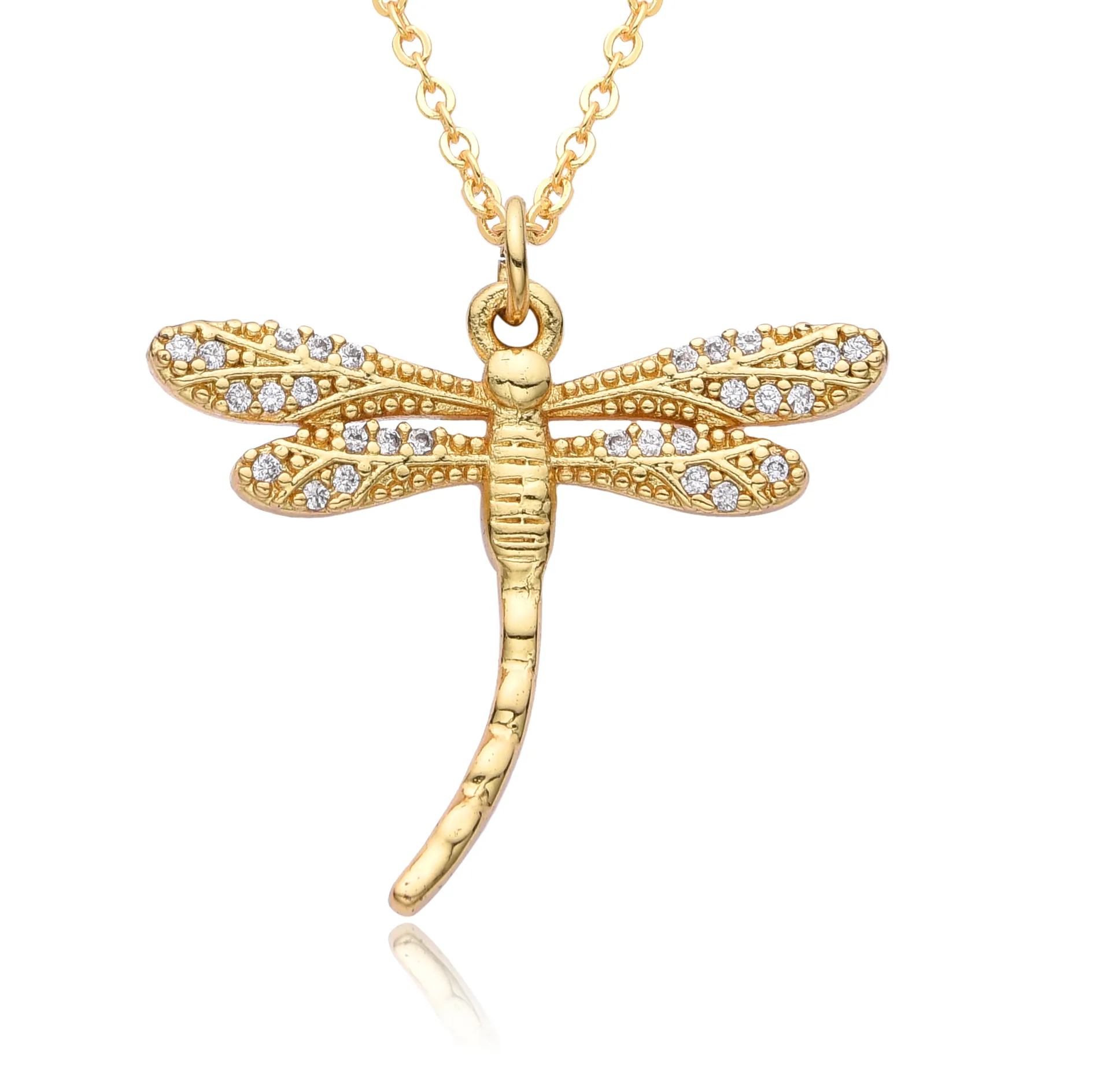 Authentic Y2K Gold Color Dragonfly Charms CZ Necklace for Women Choker Chain Pendant Christmas DIY Jewelry Accessories