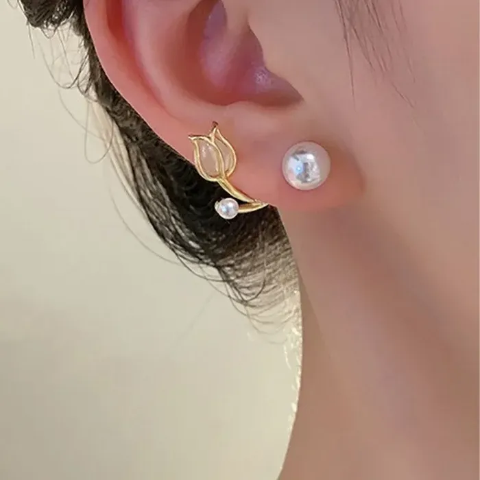 Authentic Ethereal Opal Tulip Earrings of Sacred Harmony and Grace
