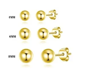 Authentic Celestial Ball Studs Gold Plated Sterling Silver Talisman Trio