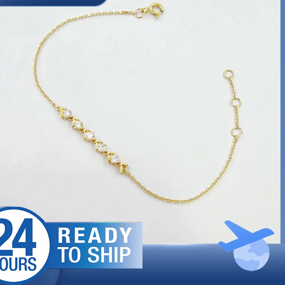 Authentic 18K Yellow Gold Lab Created Diamond Bracelet D/E VS/VVS Round Cut Lab Diamond Bracelet Delicate Fine Jewelry For Women
