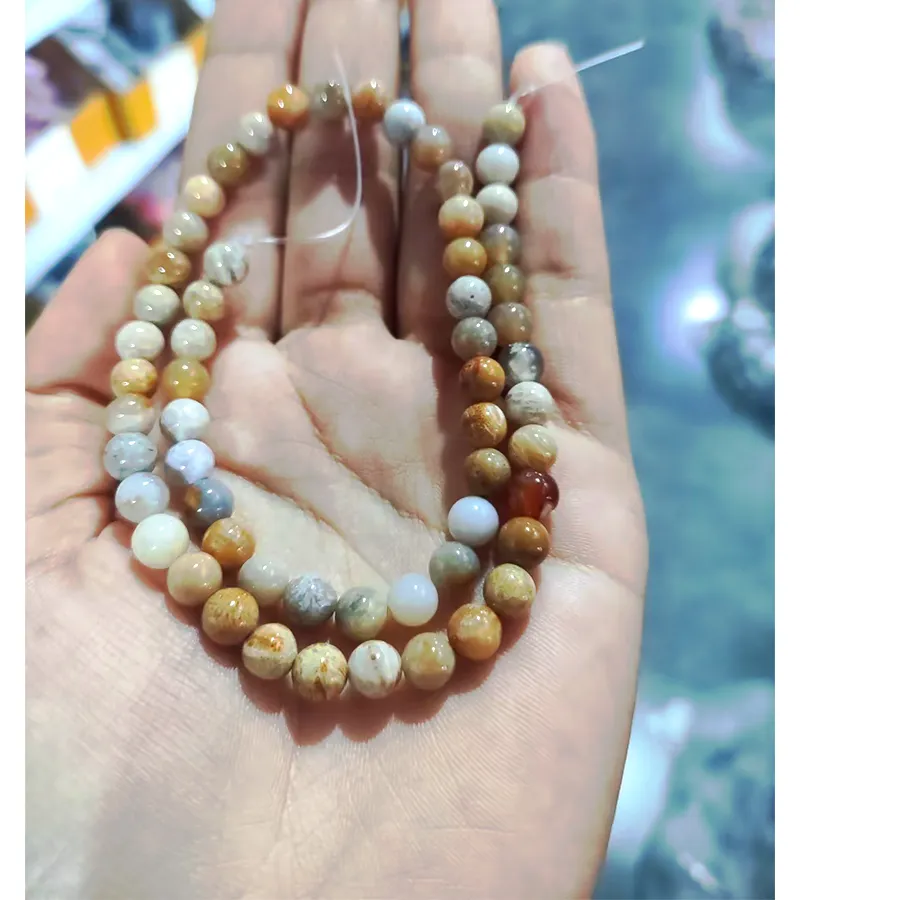 Authentic Earthen Strands of the Inner Horizon: Light Brown Striped Agate Beads