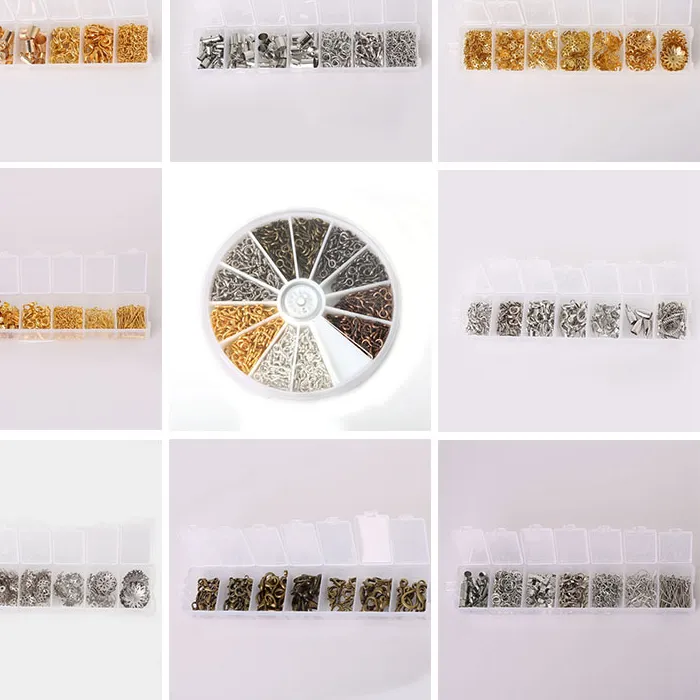 Authentic 1 Set Jewelry Findings Kit End Caps Lobster Clasps Jump Rings Earring Hooks Extention Chains for DIY Jewelry Making