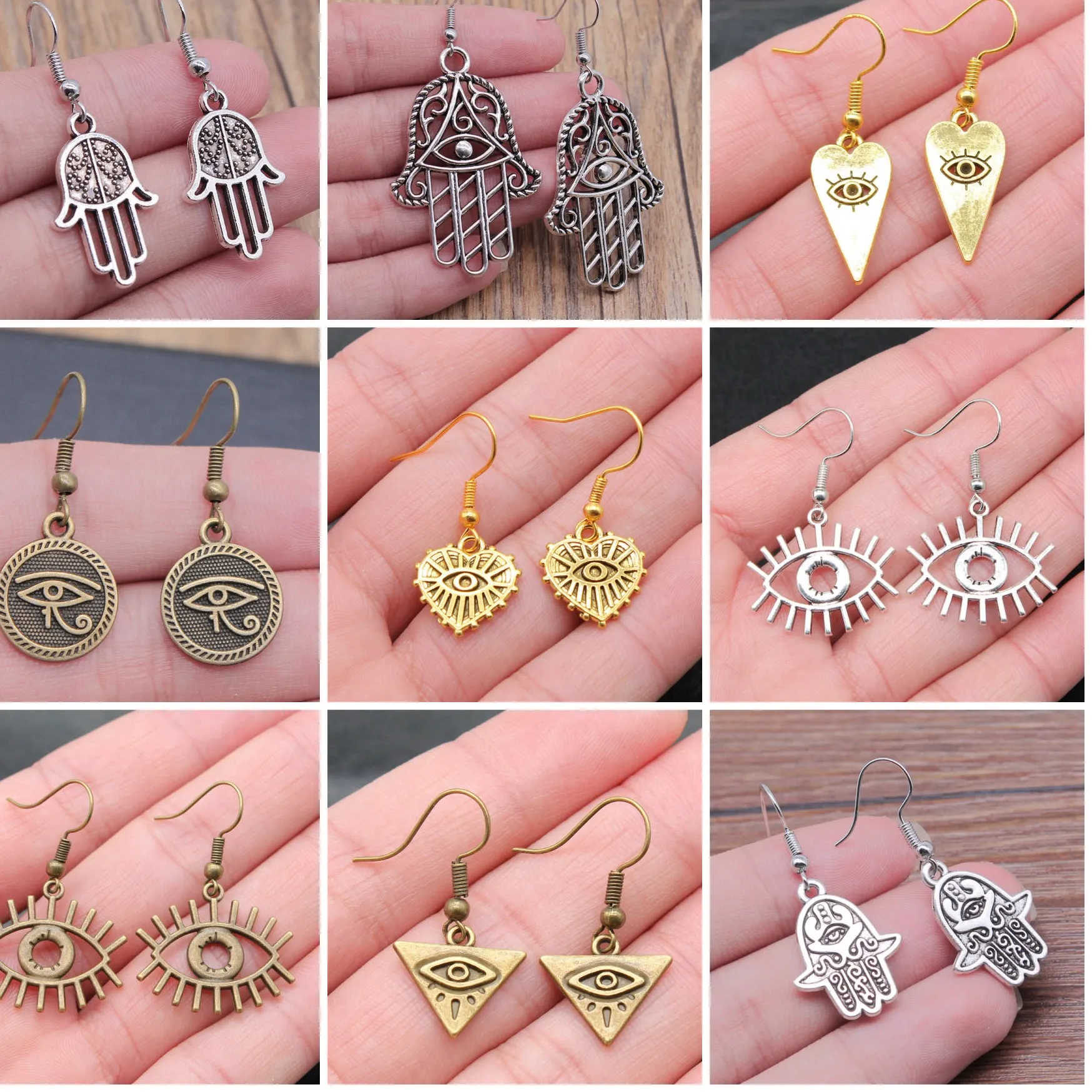 Authentic Hamsa's Watchful Drop Evil Eye Guardian Earrings