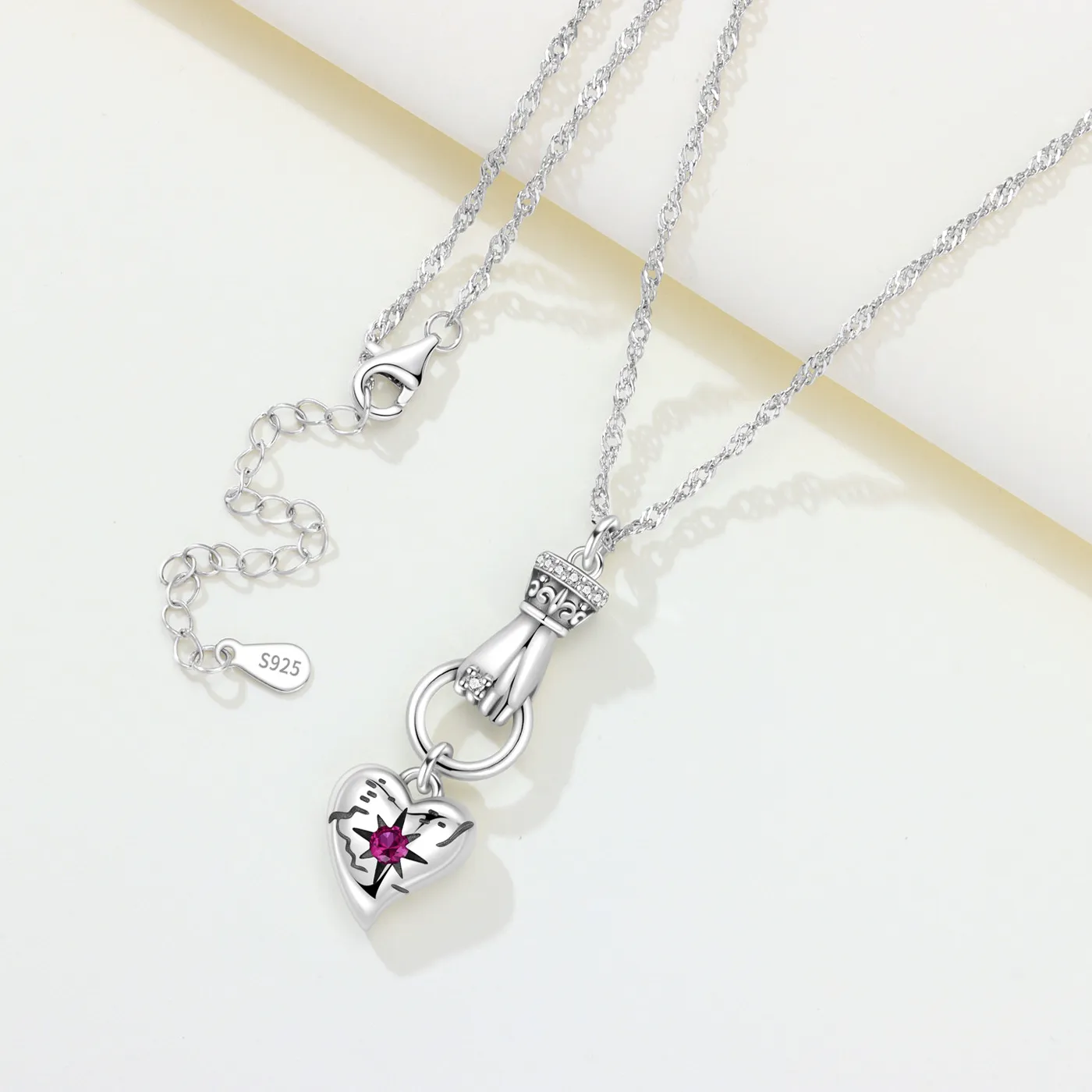 Authentic Guardian Heart Pendant Necklace S925 Sterling Silver Love Protection Heart Necklace Jewelry Birthday For Girlfriend
