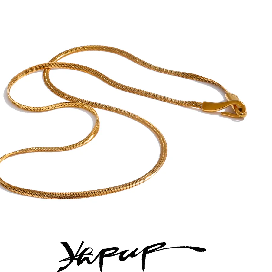 Authentic Yhpup 42Cm Minimalist Collarbone Chain Necklace 18K Pvd Plated Exclusive Golden Casting Jewelry Accessories