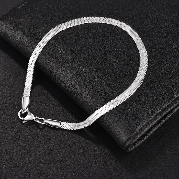 Authentic New 925 sterling silver 4MM Snake Chain Bracelet For Women Men Classic Gold Charm Bracelets Jewellery Wholesale Dropshipping