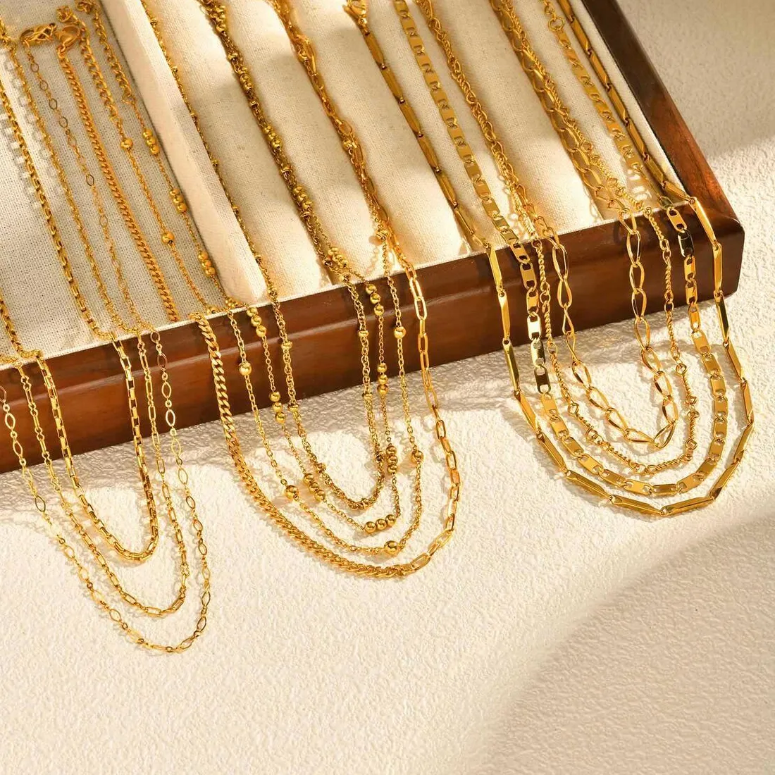 Authentic Vnox Stainless Steel Snake Oval Twist Beads Paperclip Link Chain Necklace For Women Charm Gold Plated Choker Jewelry Accessories