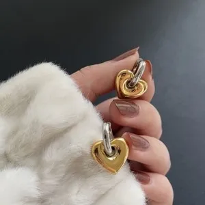 Authentic Golden Heart Dangle Ear Clips Of Eternal Devotion