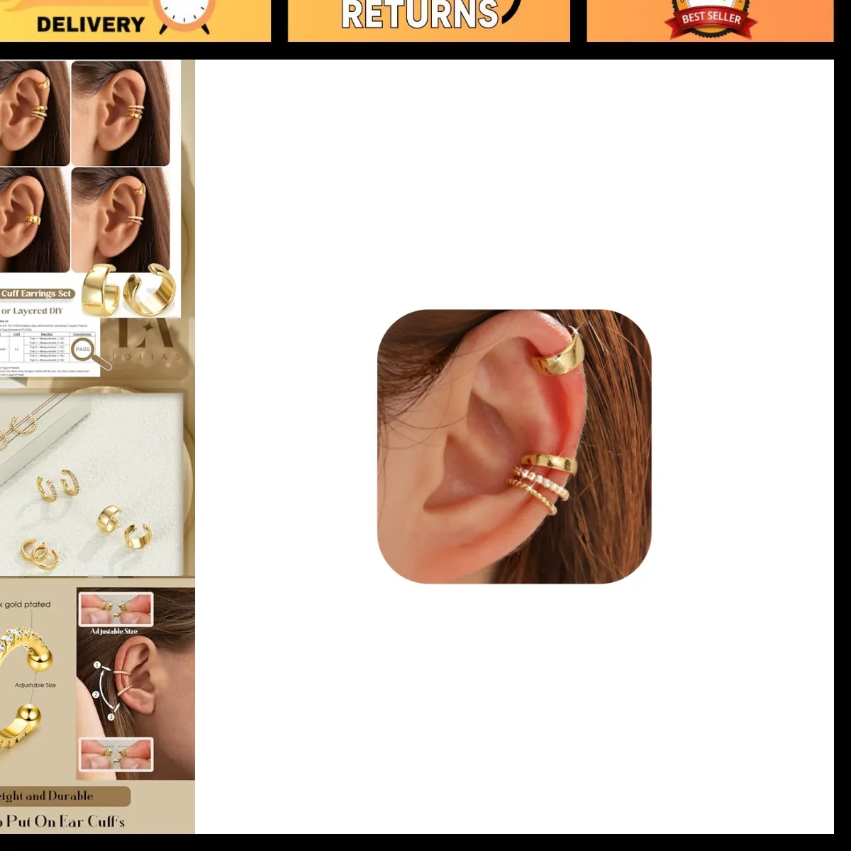 Authentic Celestial Auricle Bands- 14K Gold- Plated Non- Piercing Ear Cuffs