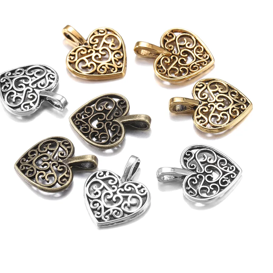 Authentic 30Pcs Gold Color Hollow Love Heart Charms Diy Charms Bracelet Jewelry Making Pendants Supplies