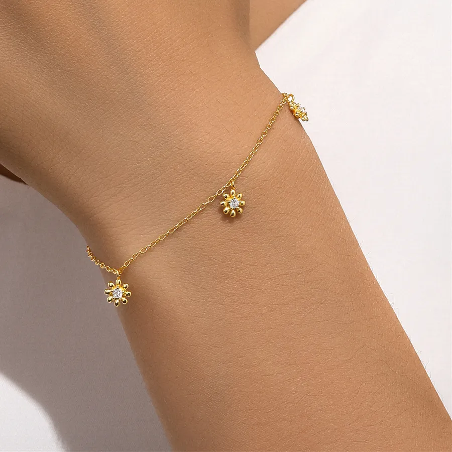 Authentic ROXI 925 Sterling Silver Flower/Bowknot  Zircon Charms Bracelet  For Women 18K Gold Plata Party Wedding Jewelry pulseras Gift