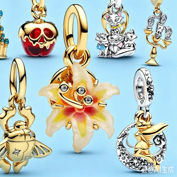 Authentic Charms plata de ley Disney Gold Plated Lily Flower Pendant Beads Fits 3mm Bracelets Necklace For Women Luxury DIY Fine Jewelry