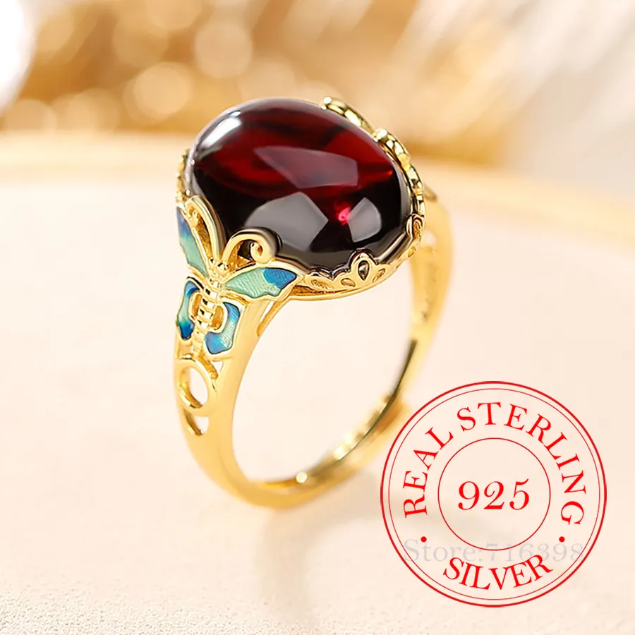 Authentic Amber Moonlit Geometry Gold Plated Talismanic Finger Rings