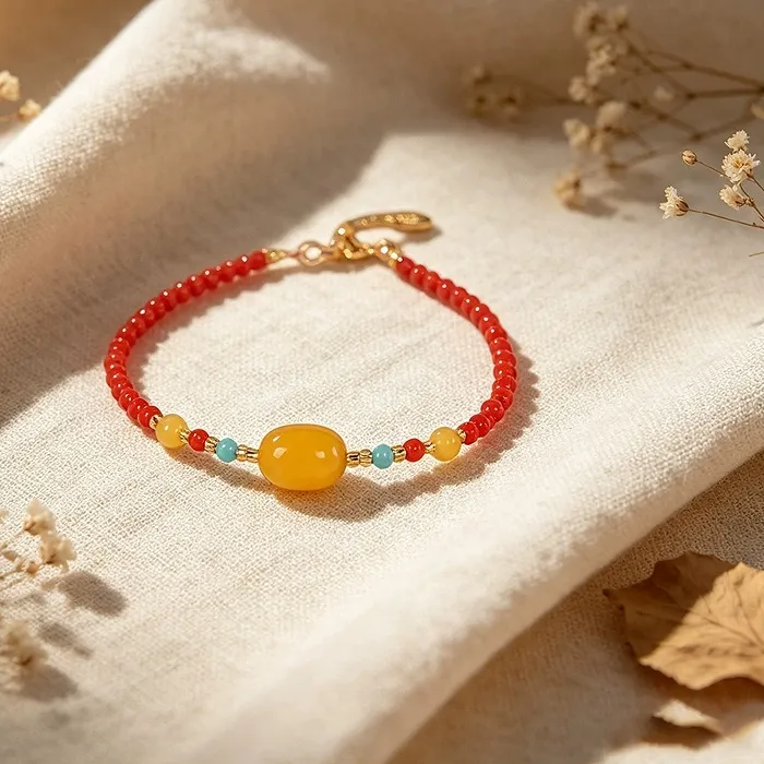 Authentic Vessels Of Vital Life Force The Crimson Agate And Gold- Gilded Talismanic Bracelet