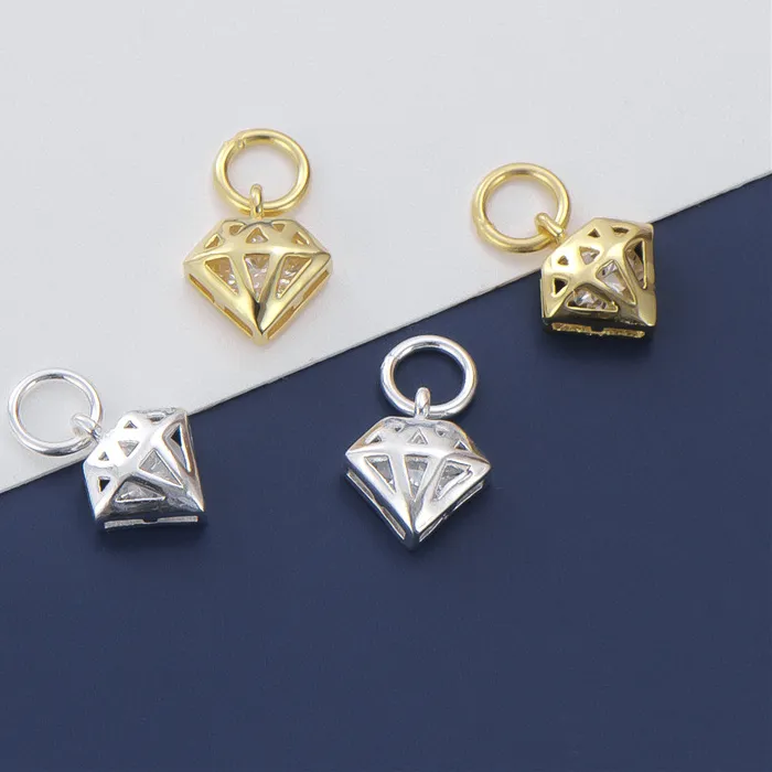 Authentic Mystical Diamond Emblem: Sterling Silver Charm for Cosmic Alignment