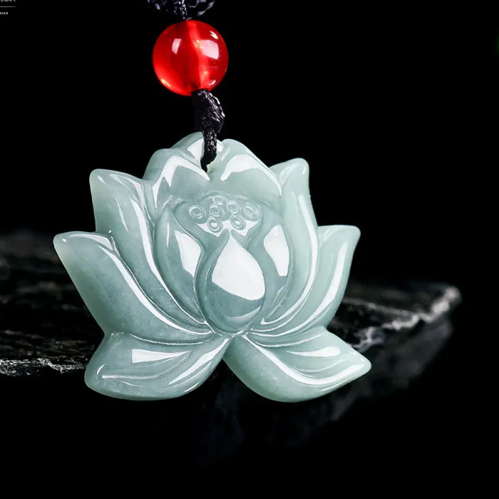 Authentic The Azure Blossom Of Purity Ice Jadeite Lotus Talisman
