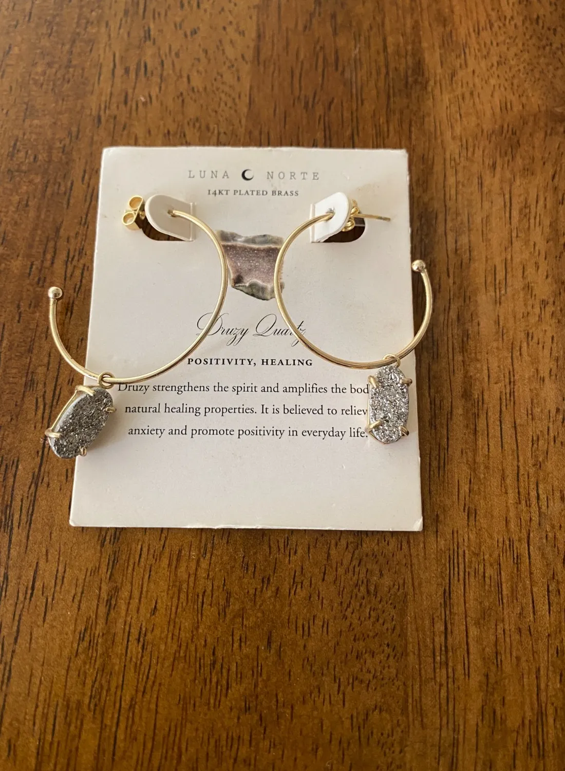 Authentic Celestial Druzy Quartz 14K Gold Plated Hoops