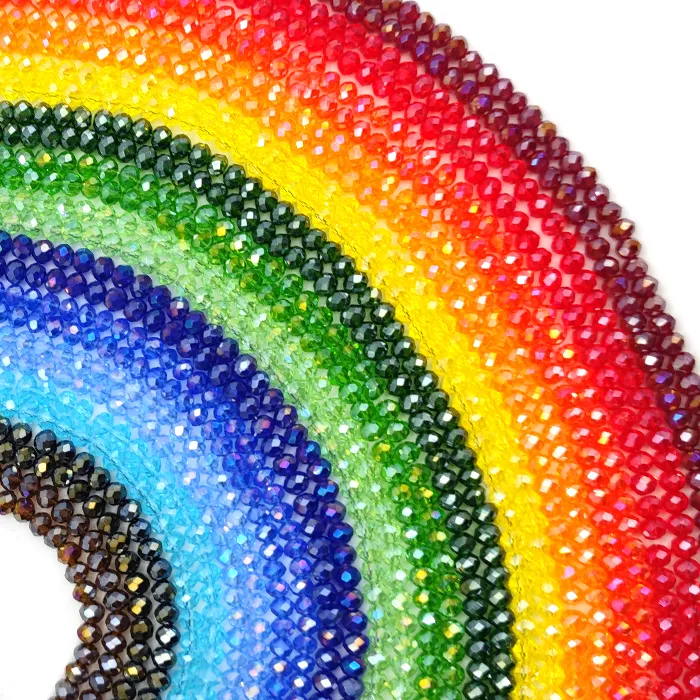 Authentic Celestial Cascade: 45 Colors of Shimmering Crystal Beads