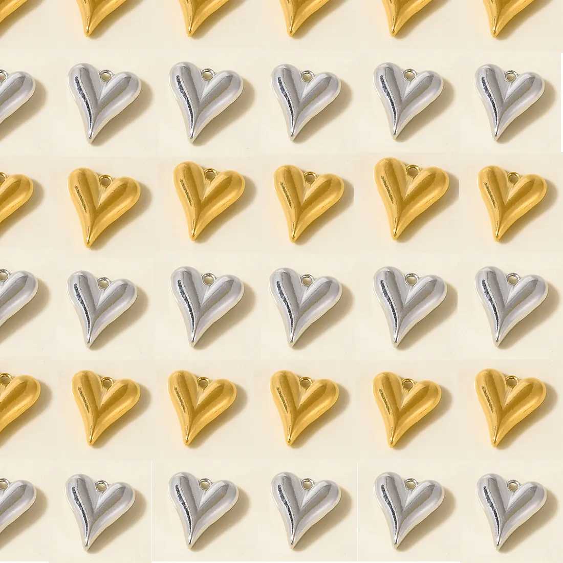Authentic Hot Sale 5/10/15/20pcs/lot 18K Gold Plated Stainless Steel Heart Shaped Love Pendants Charms for DIY Necklaces Earrings Bracelet